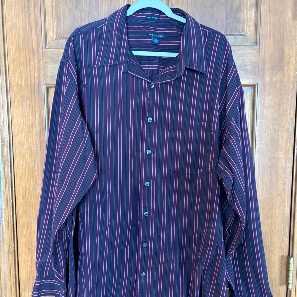 Van Heusen Black and Maroon Striped Casual Shirt